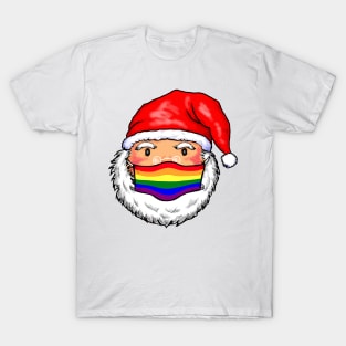 Santa Claus Gay Rainbow Face Mask T-Shirt